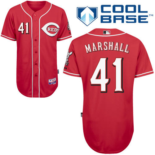 Brett Marshall #41 MLB Jersey-Cincinnati Reds Men's Authentic Alternate Red Cool Base Baseball Jersey